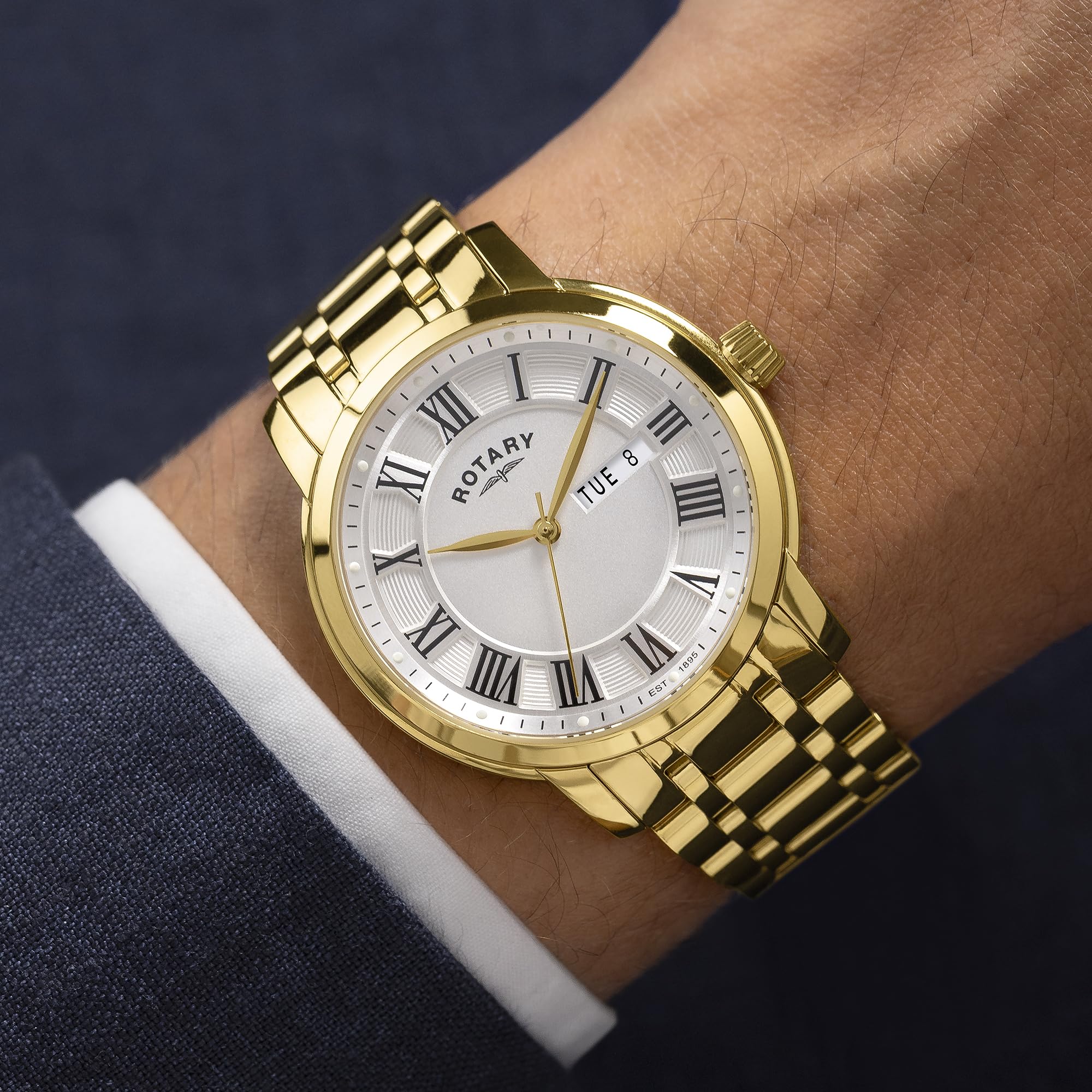 Rotary Orologio da uomo Heritage placcato oro in acciaio inossidabile