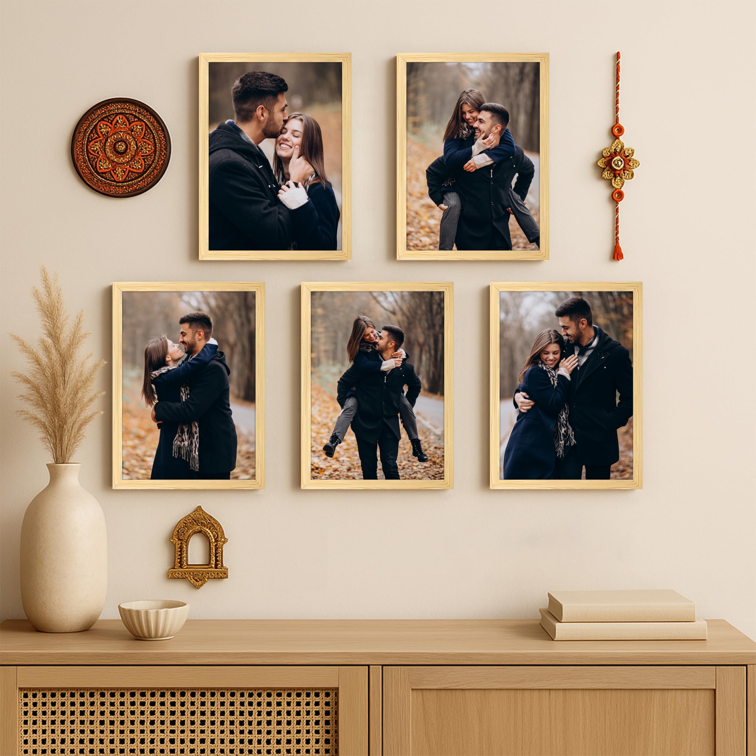 Art Street A4 Size Photo Frame For Wall Set of 5 Beige Picture Frame For Home and Office Decoration, (Size -8x12 Inches)
