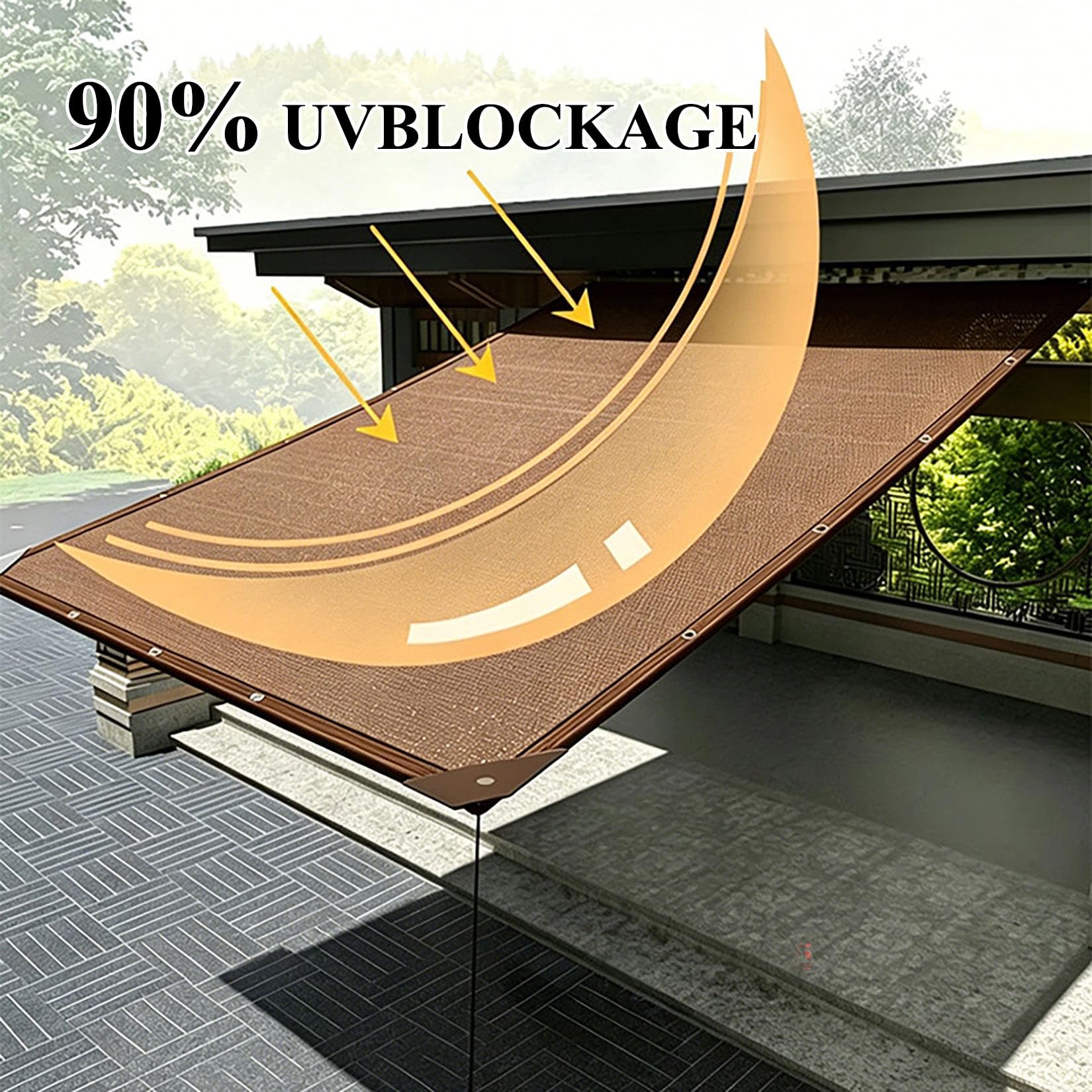 3x9m Traspirante Rete di Ombreggiatura Telo Ombreggiante per Esterni Telo Ombreggiante con Occhielli per Protezione Vele Privacy Antistrappo per Serra/Balcone/Cortile/Tetto/fiori/pianta Marrone