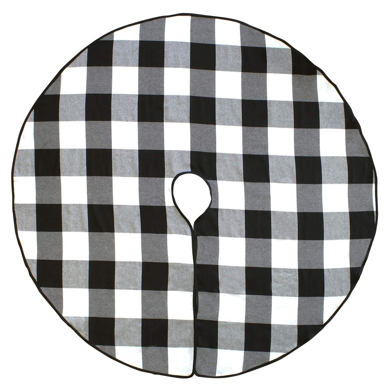 Fennco Styles Black Buffalo Check Plaid Cotton Christmas Tree Skirt 53