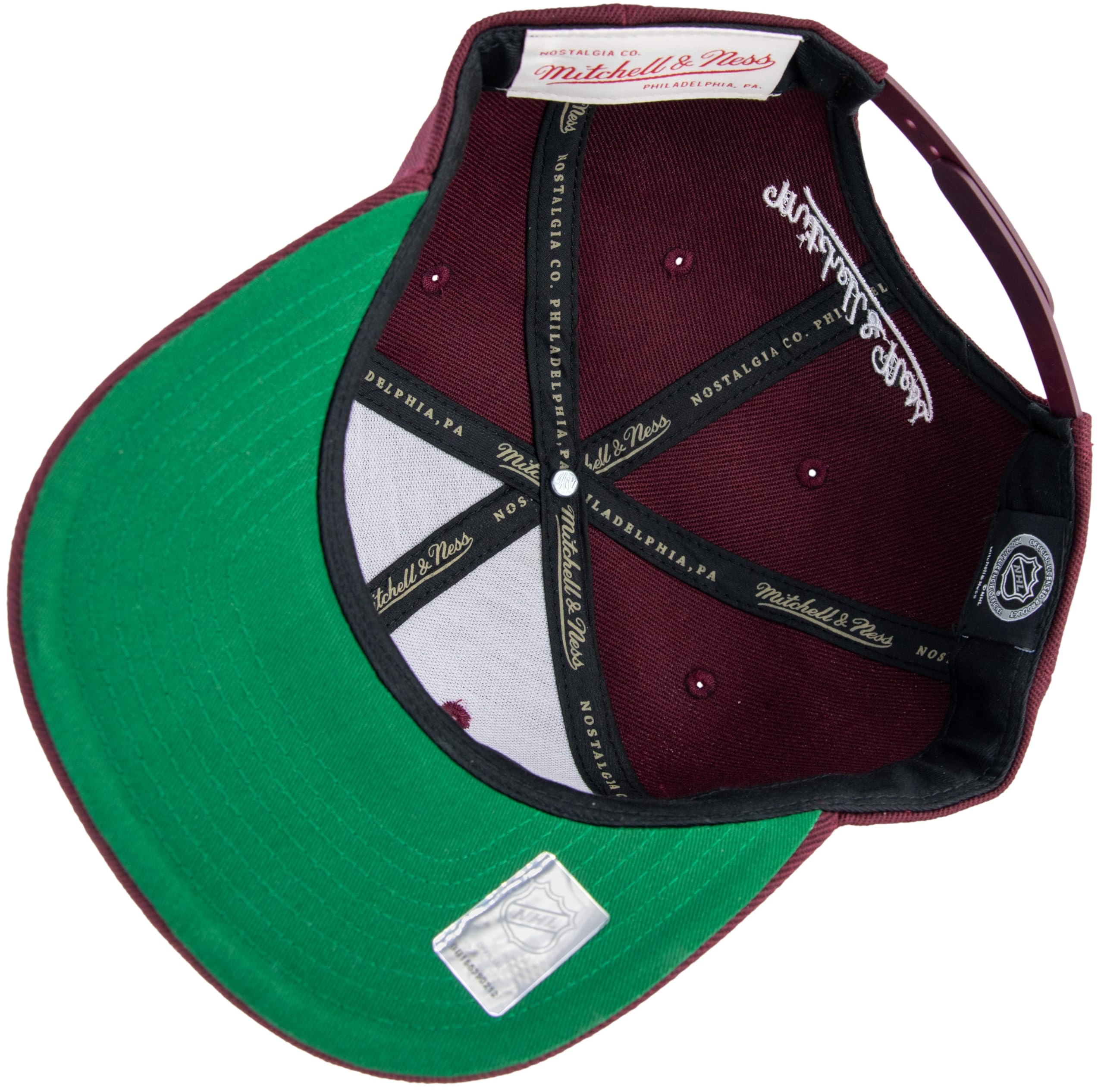 Mitchell & Ness NHL Team Ground 2.0 Pro Gorra de béisbol – Anaheim Ducks, Borgoña, cierre posterior ajustable (tamaño ajustable)