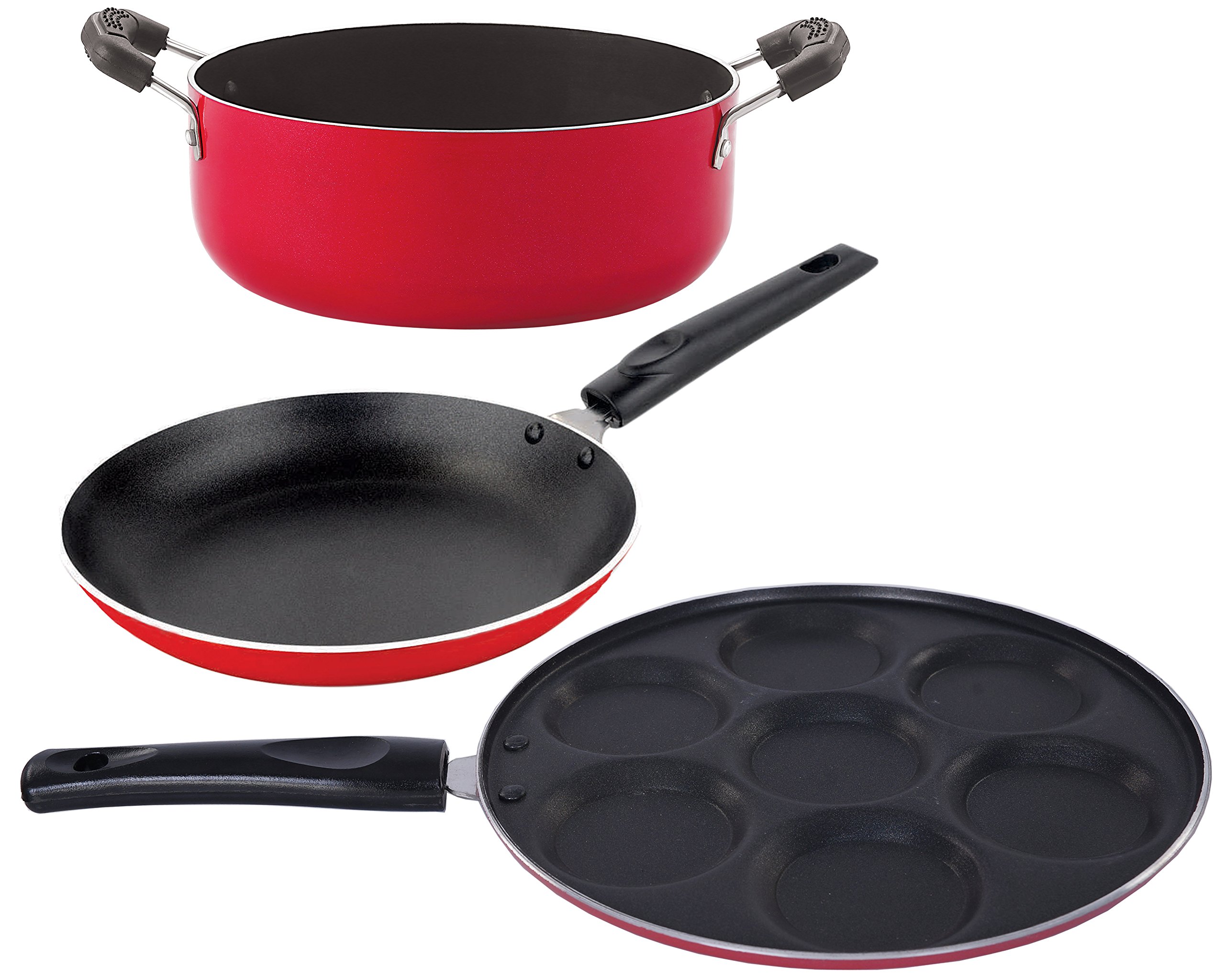NIRLONNon-Stick 3 Piece Aluminium Gas Compatible Odor Free Kitchenware