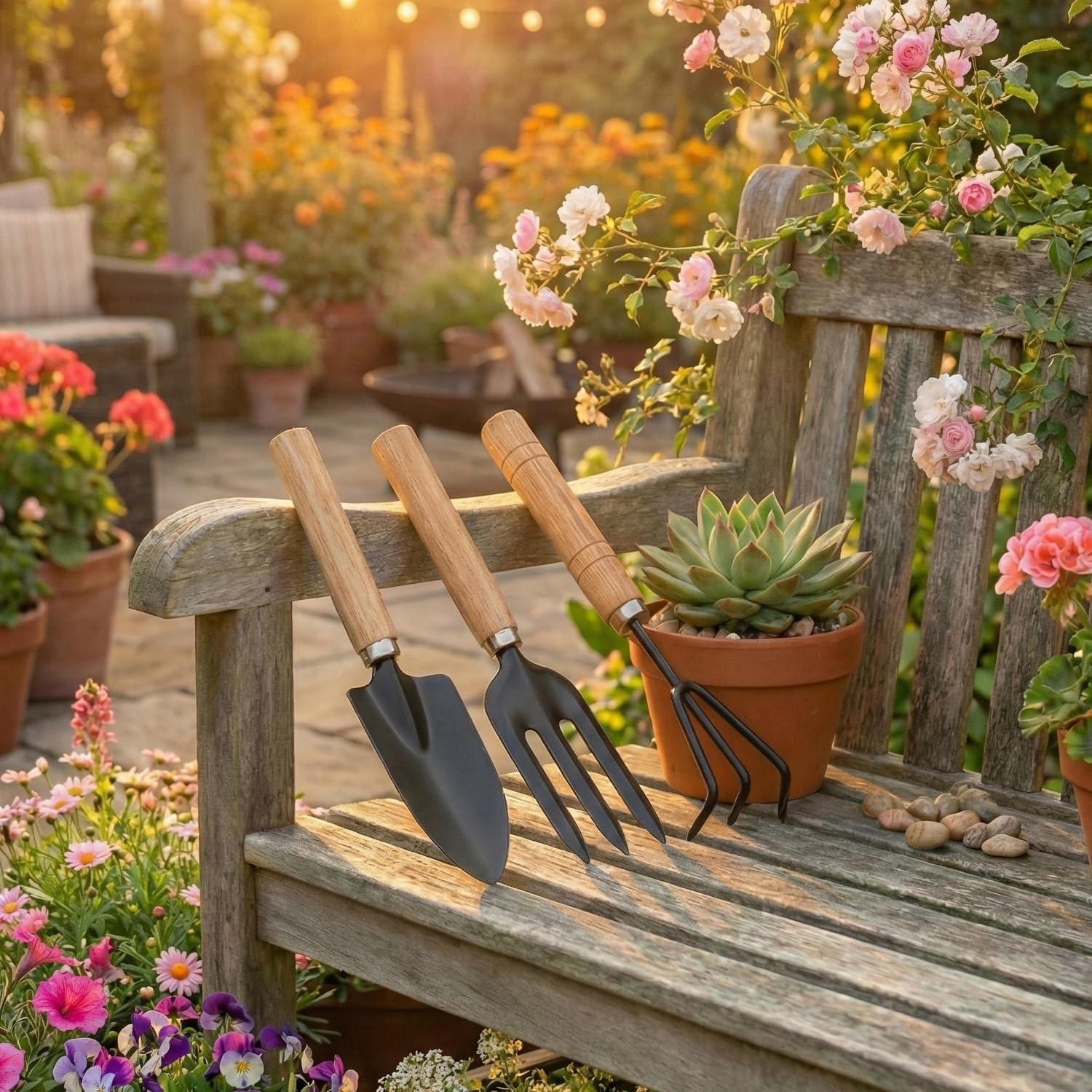 Oblivion Gardening Tool Set 3-Piece – Ergonomic Wooden Handles | Big Hand Trowel, Cultivator & Weeding Fork for Plant Tools | Ideal for Terrace, Balcony | Outdoor Living Terrace Gardening Kit Oblivion Gardening Tool Set 3-Piece – Ergonomic Wooden Handles | Big Hand Trowel, Cultivator & Weeding Fork for Plant Tools | Ideal for Terrace, Balcony | Outdoor Living Terrace Gardening Kit