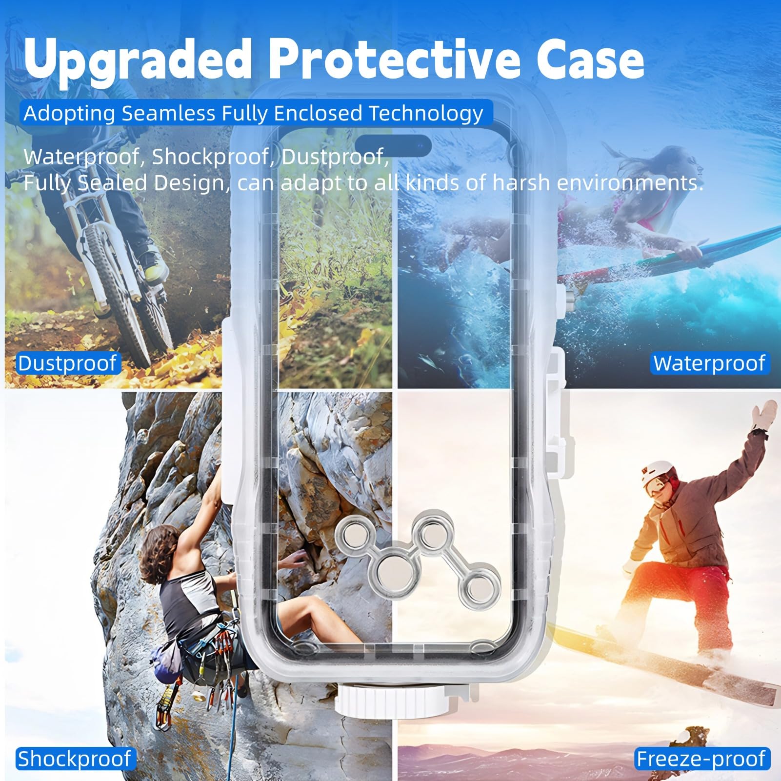 Funda para Teléfono de Buceo Subacuático, Funda Impermeable para Teléfono de 130 Pies para Buceo y Esnórquel, Carcasas Submarinas Profesionales para 14 14Pro 13 13Pro 12