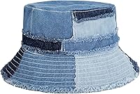 GuanGu Washed Denim Bucket Hat Unisex - Packable Summer Beach Sun Hat for Women Men Travel Outdoor
