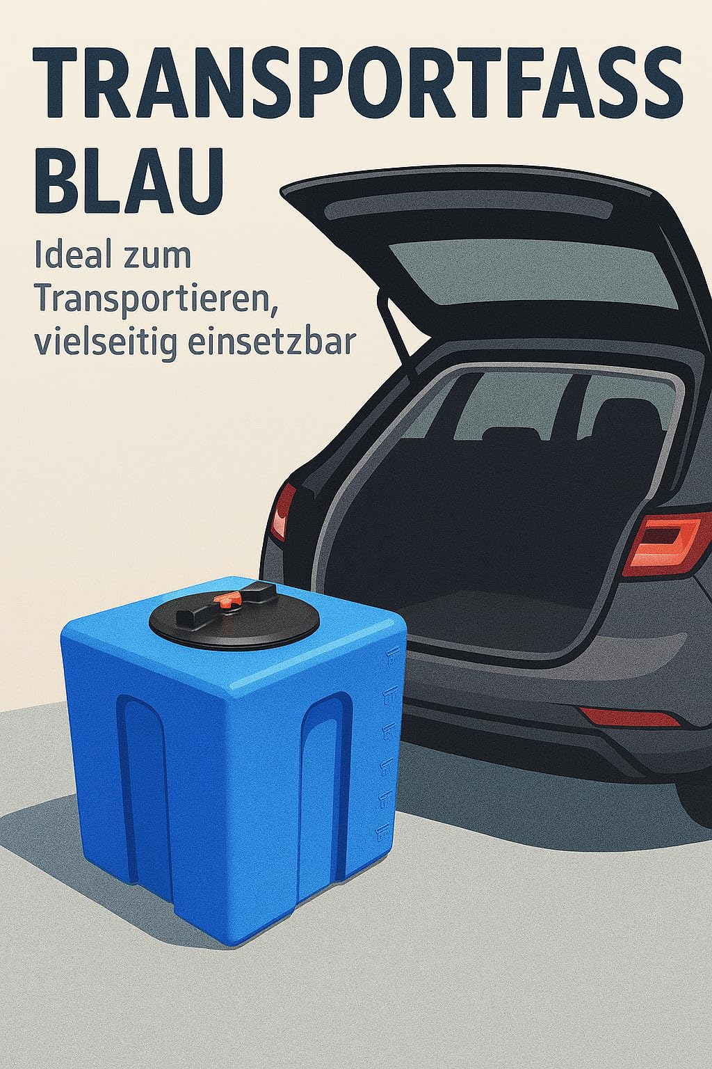 KMND Wassertank 60 Liter Kunststoff Wasserbehältet Regentonne - Marmoriert | Lebensmittelechtes Polyethylen, UV- Frostbeständig, für Garten, Wohnmobil, Futtertonne Eckig, Camping & Notvorrat, Made in EU