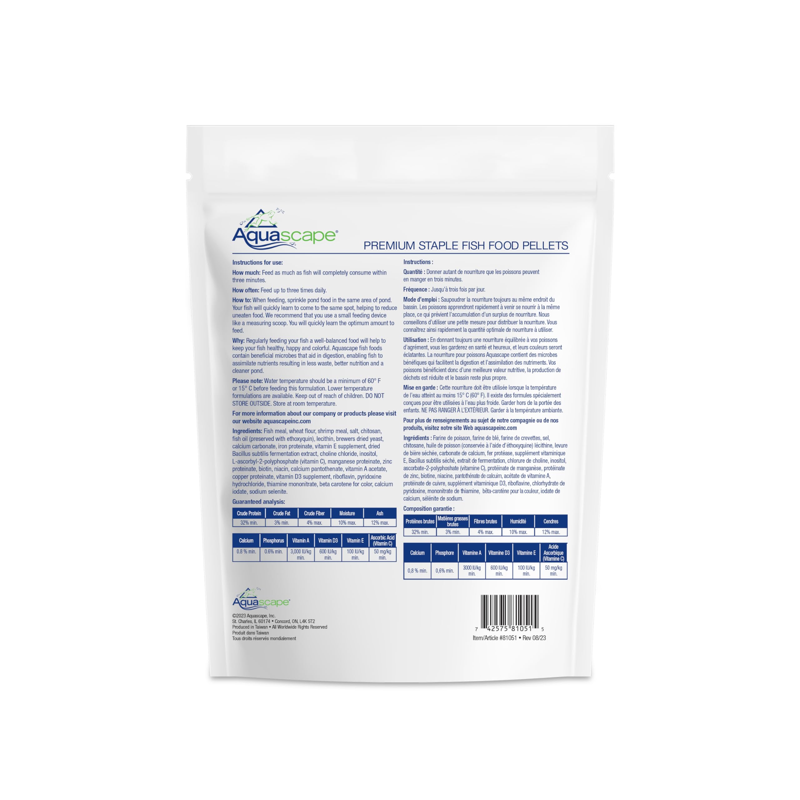 Aquascape Premium Teich- und Koifischfutter, gemischte Pelletgrößen 2.2-Pounds