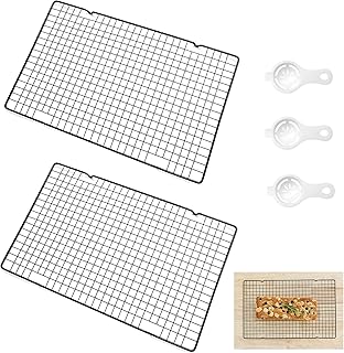 ansd 2 Pièces Grille de Refroidissement en Acier Inoxydable, Grilles de Refroidissement pour Gâteaux, Grille de Cuisson à Antirouille pour Pains, Biscuits et Viandes Grillées, 40,5 x 25 x 1,5cm