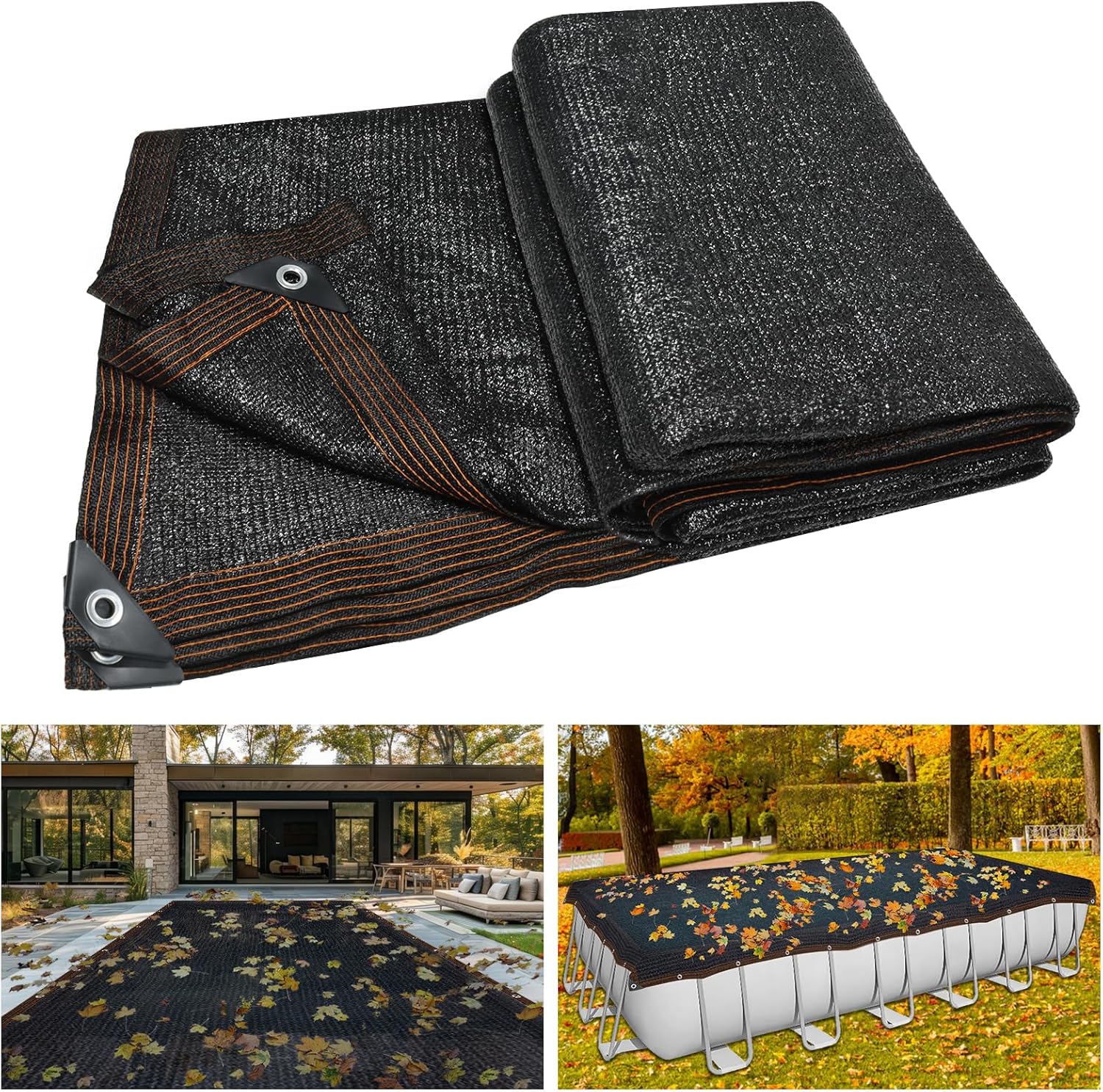 Legigo 24 X 44 Ft Rectangular Pool Leaf Net Cover, Fine Mesh Pool Cover with Reinforced Grommets, Leaf Netting Covers Suitable for 20 X 40 Ft Inground or Above Ground Pools Catching Leaves Debris