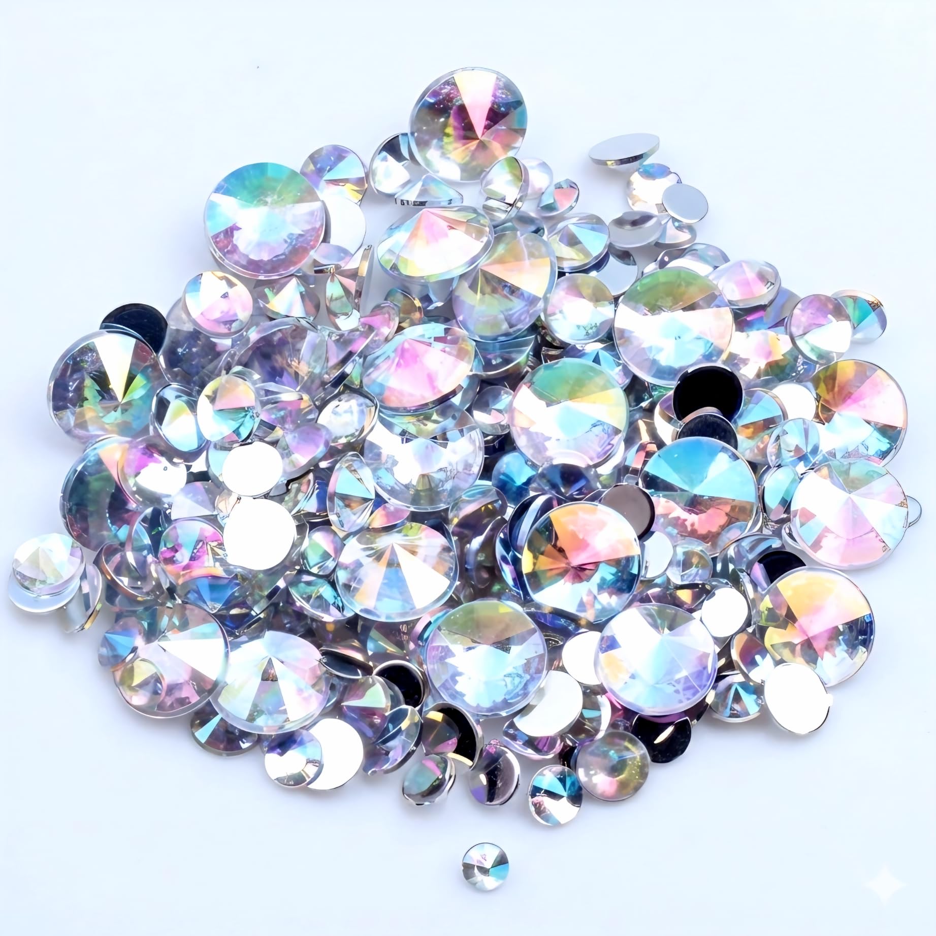 MajorCrafts Flat Back Pointed Top Acrylic Rhinestones: Rivoli Style Craft Gems (Crystal AB A01, 4mm - 800pcs)
