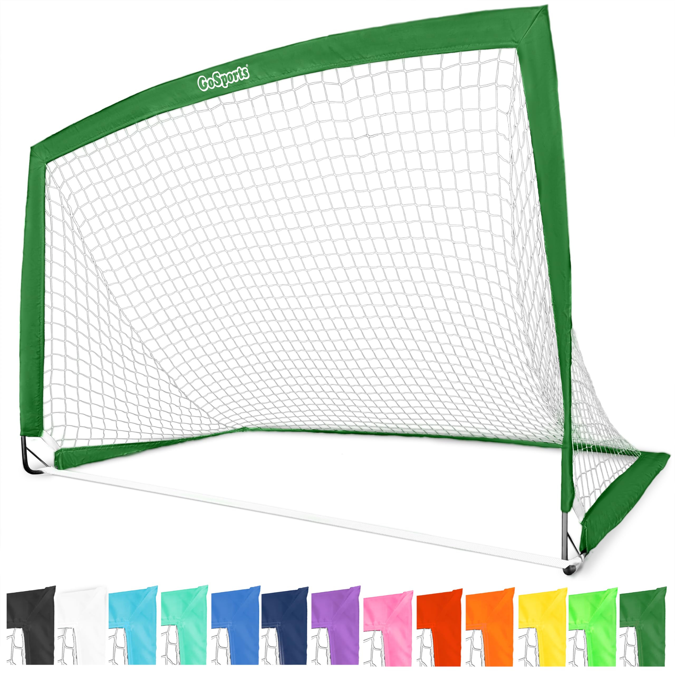GoSportsPortable Soccer Goals for Kids - 13 Color Options - Choose 4 x 3 ft or 6 x 4 ft - Team Tone Pop Up Nets for Backyard