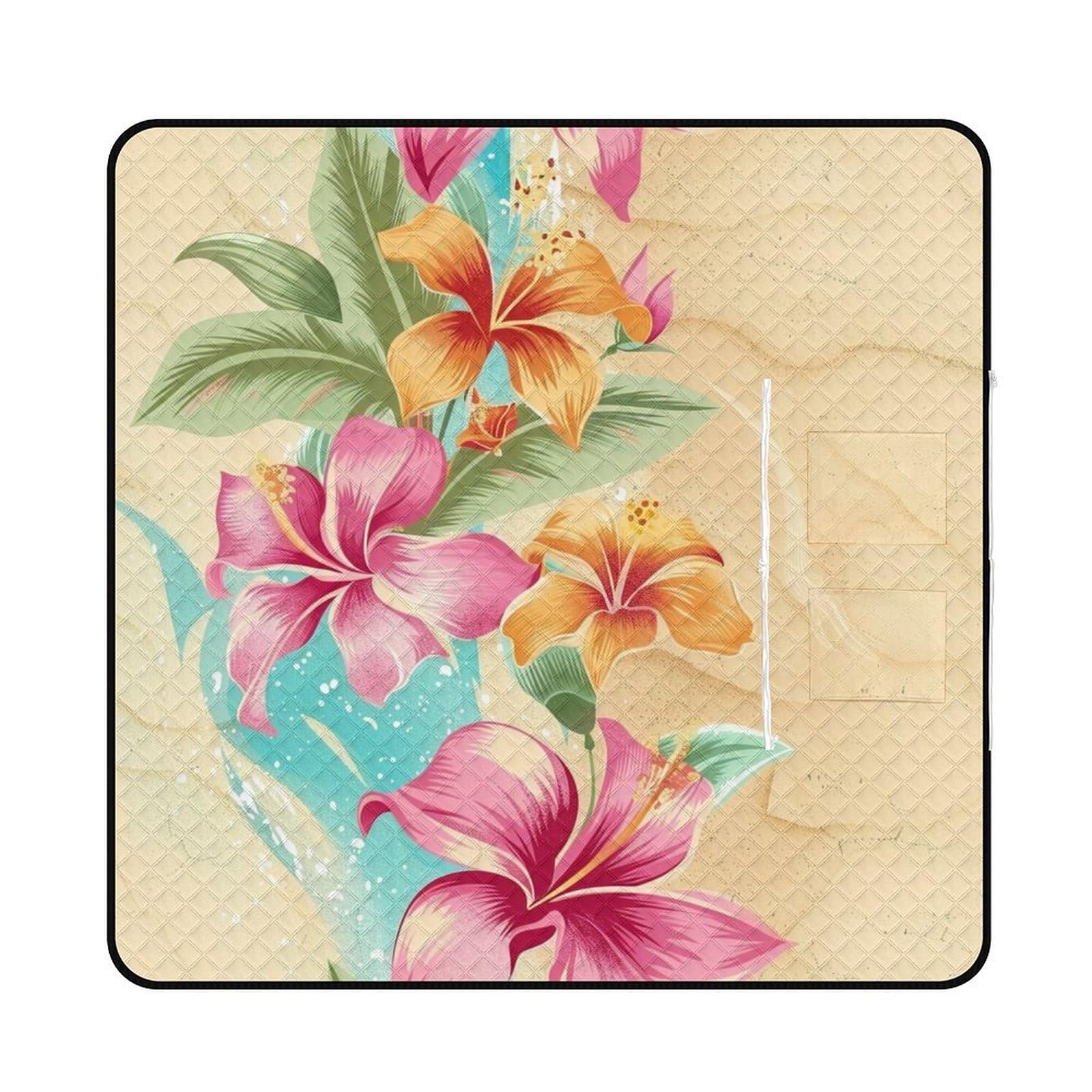 3D Stampa Fiore Coperta Picnic Impermeabile Impianto Stuoia Spiaggia Pieghevole Coperta Da Picnic Per Spiaggia Campeggio Pic-nic Attività All'aperto 200x200cm
