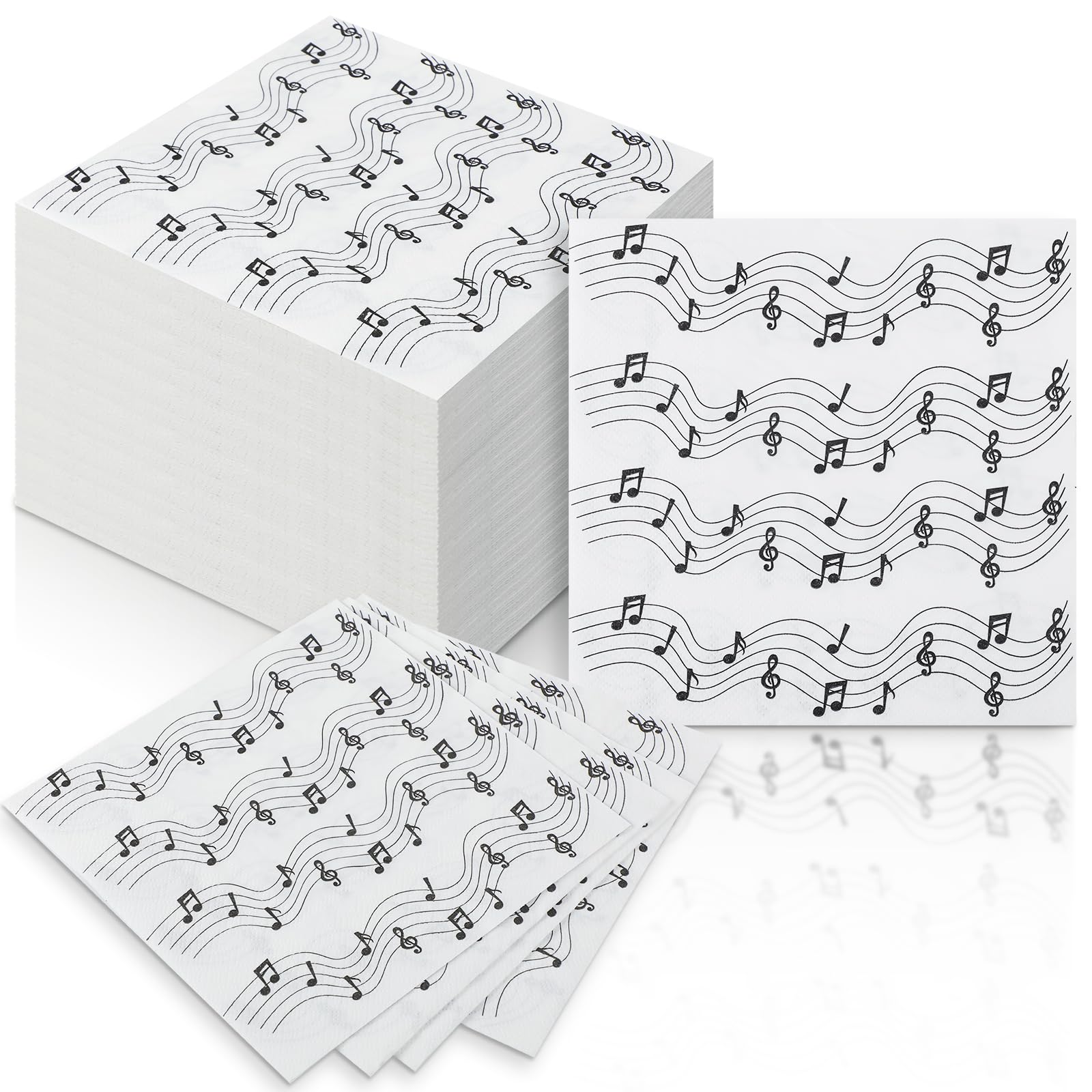 60 Pcs Music Note Cocktail Paper Napkins 6.5 x 6.5 Inches Disposable Paper Napkins Dessert Beverage Tissue for Decoupage Luncheon Tissue for Theme Party Wedding Birthday Party