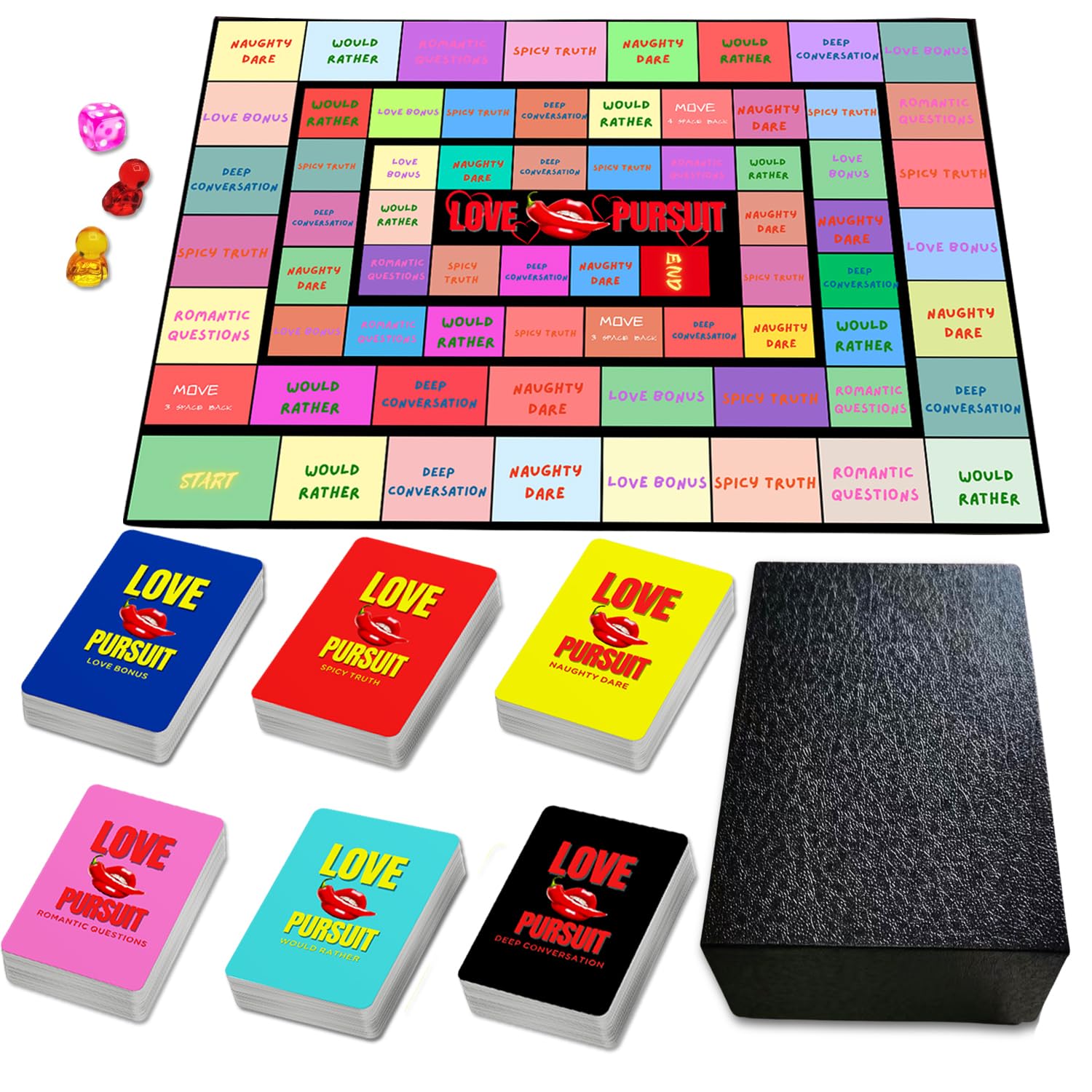 Board Game for Couples, Couples Games Date Night Ideas, 260 Fun Couples Cards Game with Dares,Turth,Bonus,Would Rather&More - Birthday, Anniversary&Valentines Gifts