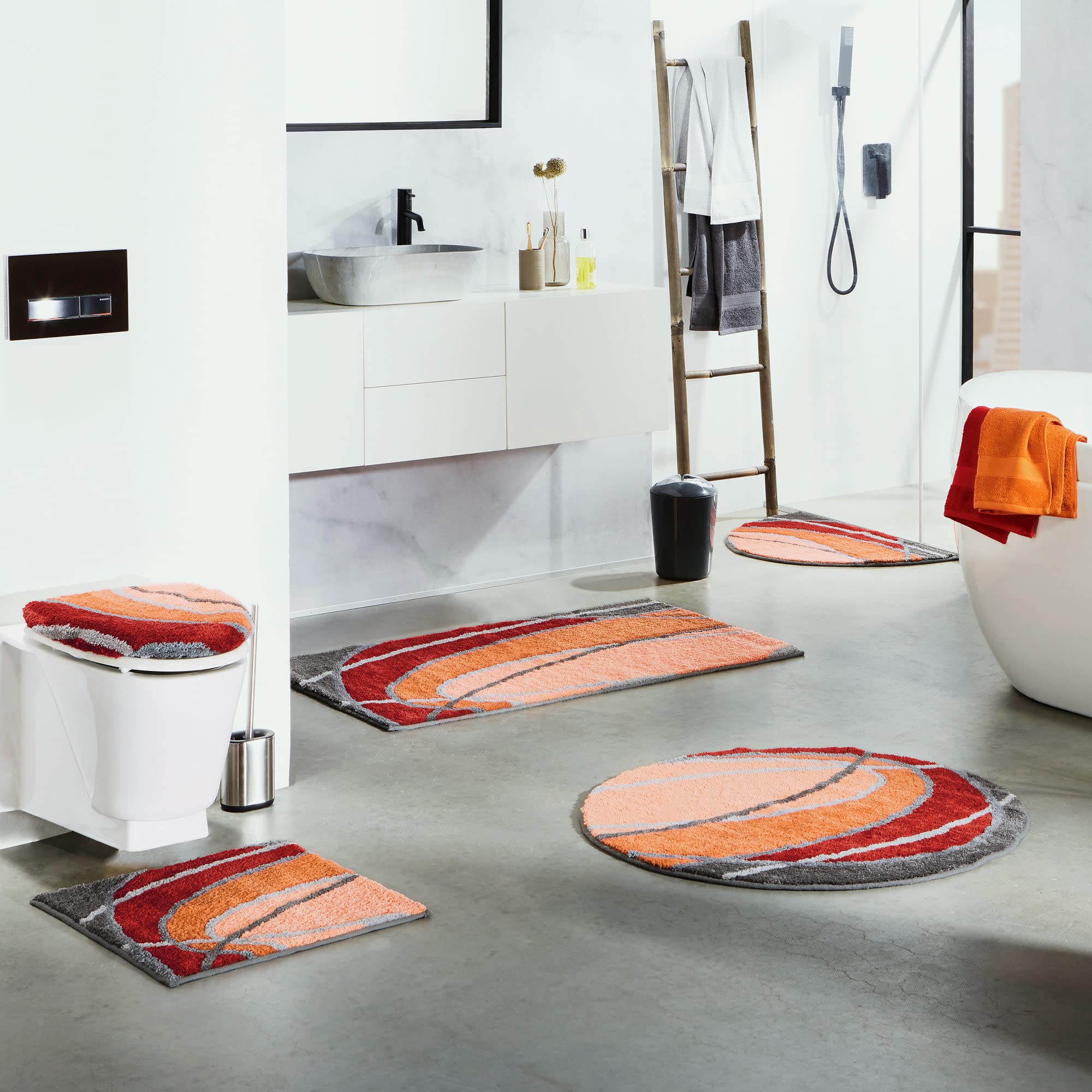 REDBEST Badematte Terra rund 90 cm Ø WC-Vorlage Duschmatte