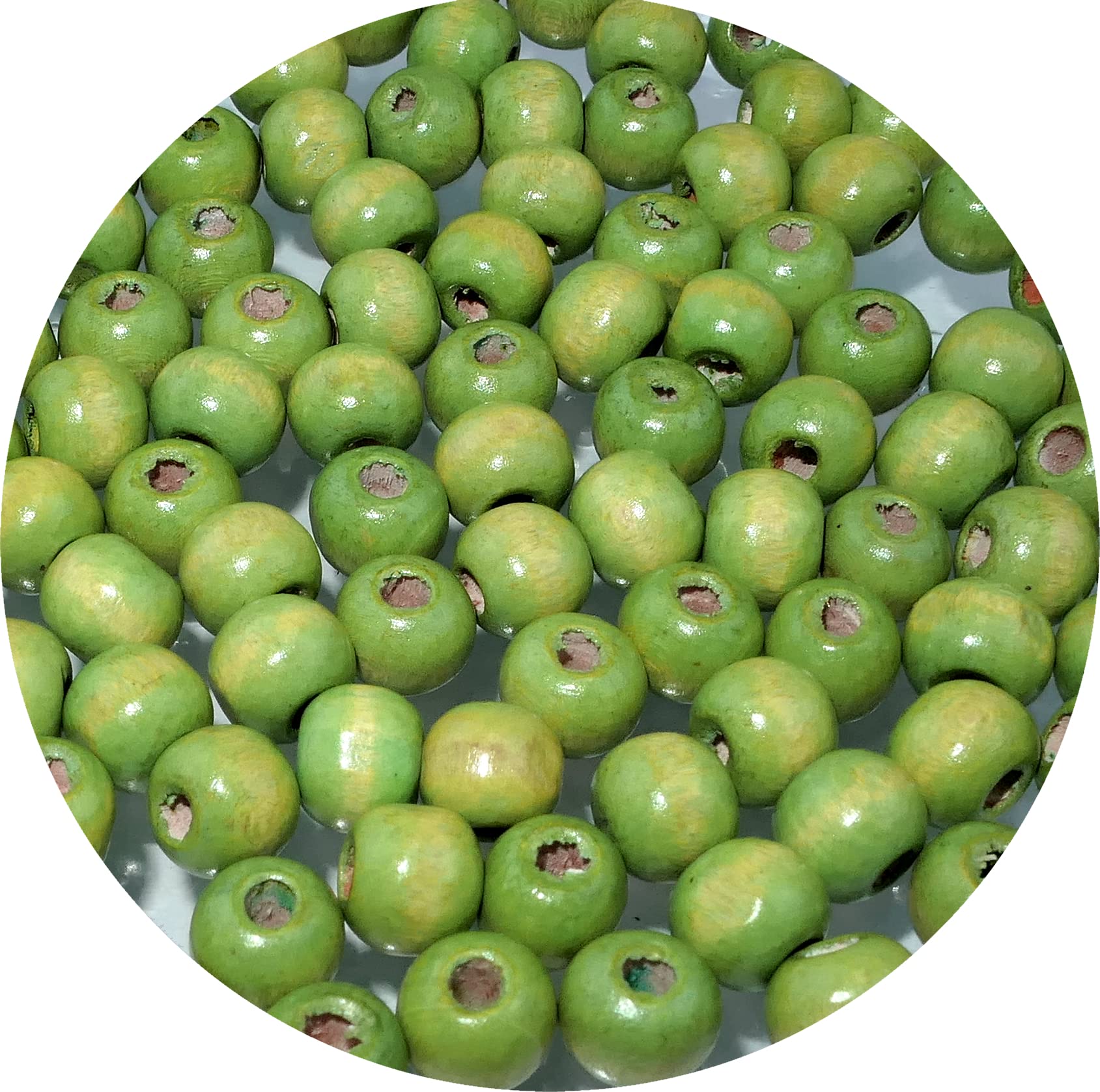 80 Perles Rondes En Bois Naturel - 8-9mm - Couleur Chartreuse - Pour Création Bijoux, Bracelet, Collier DIY