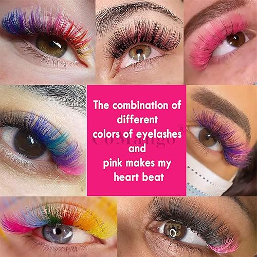 Miniatura 7 de Extensiones de pestañas con volumen de color rosa de 0.003 in, rizo C, 0.59-0.78 pulgadas, bandeja de pestañas mixtas que florecen rápidamente 3D 4D