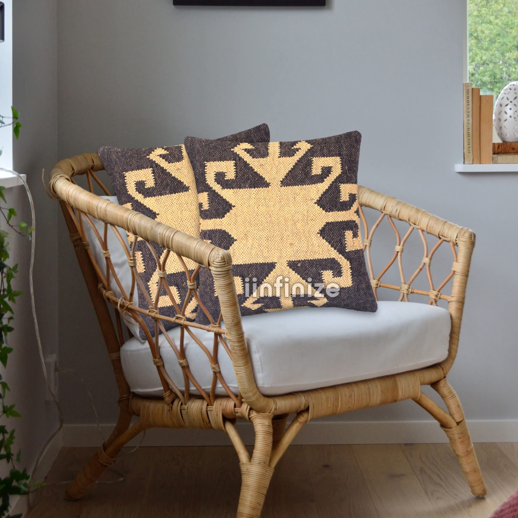 Housse de coussin Kilim 45x45 déco bohème carrée turque tissée