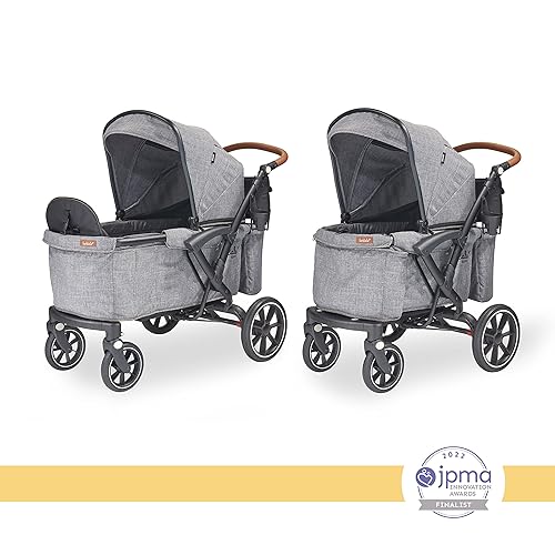 Miniatura 4 de Larktale Sprout - Cochecito individual a doble  Cochecito extensible y plegable para niños con toldo, almacenamiento y accesorios  Nightcliff Stone