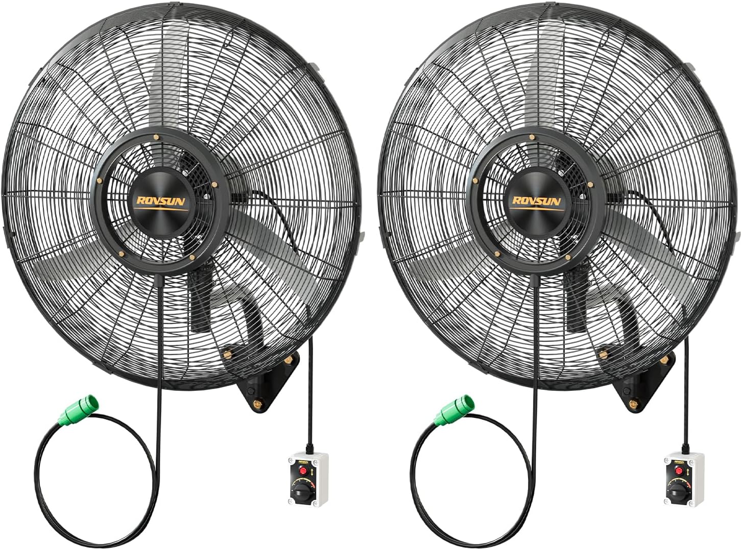 ROVSUN 20" Outdoor Misting Wall Fan with Detachable Spray Ring, Industrial Wall Mount Mist Fan with Wired Controller BLDC Motor, 4-Speed High Velocity Waterproof Oscillating Fan for Outdoor, 2-Pack
