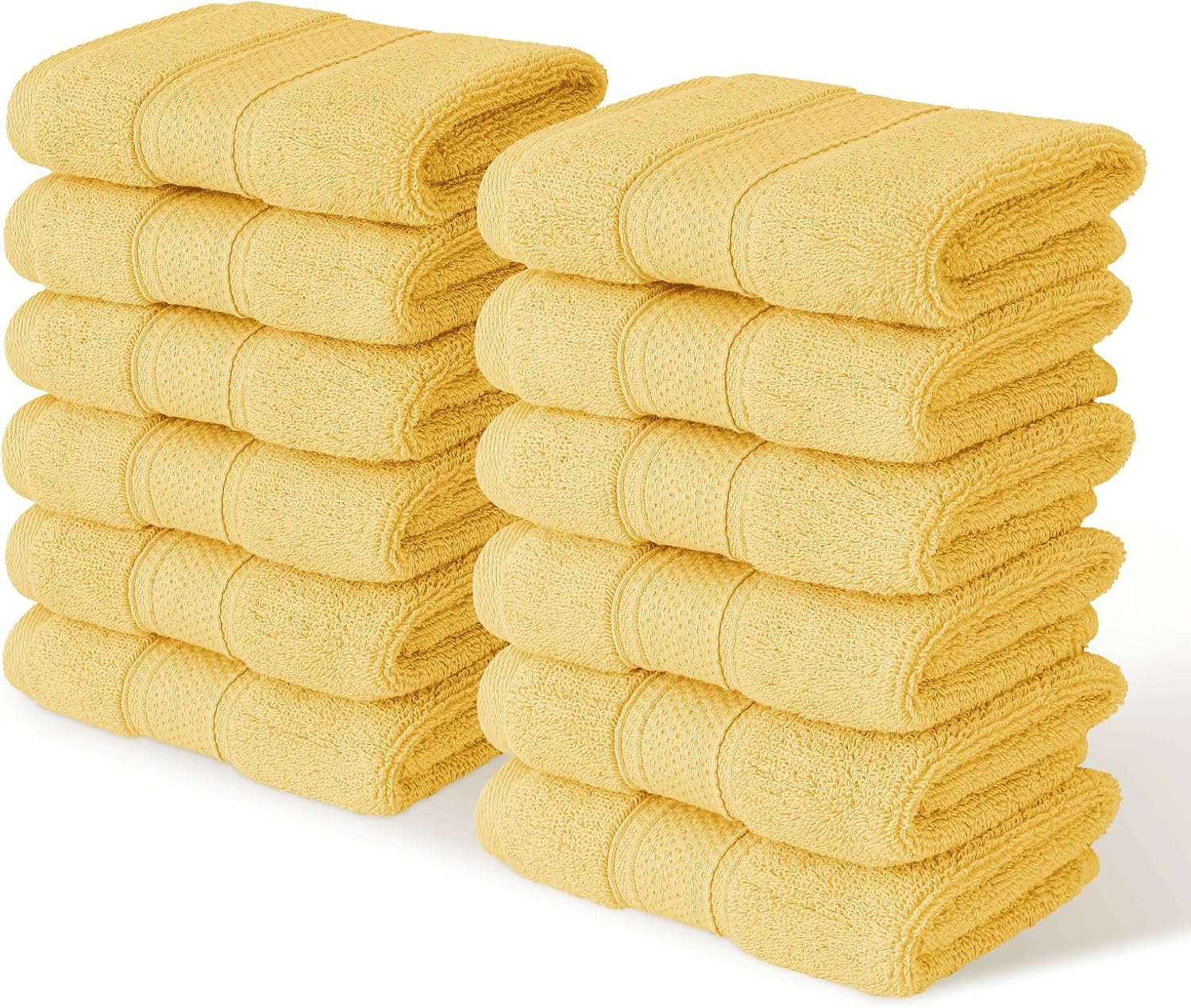 MoNiBloom 12-Piece 100% Cotton Face Wash Cloth Set for Bathroom Home Hotel Spa Gym Yoga Shower Highly Absorbent Ultra Soft Quick-Dry (Lemon Yellow)
