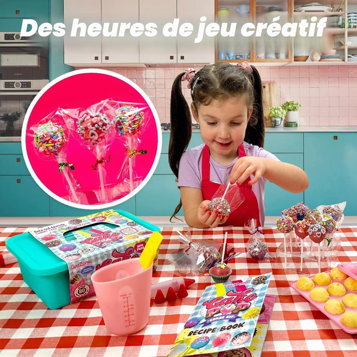 GirlZone Kit Pâtisserie Cake Pops Craze pour Enfants, Moule Silicone Cupcake, Cadeau Fille 10 ans