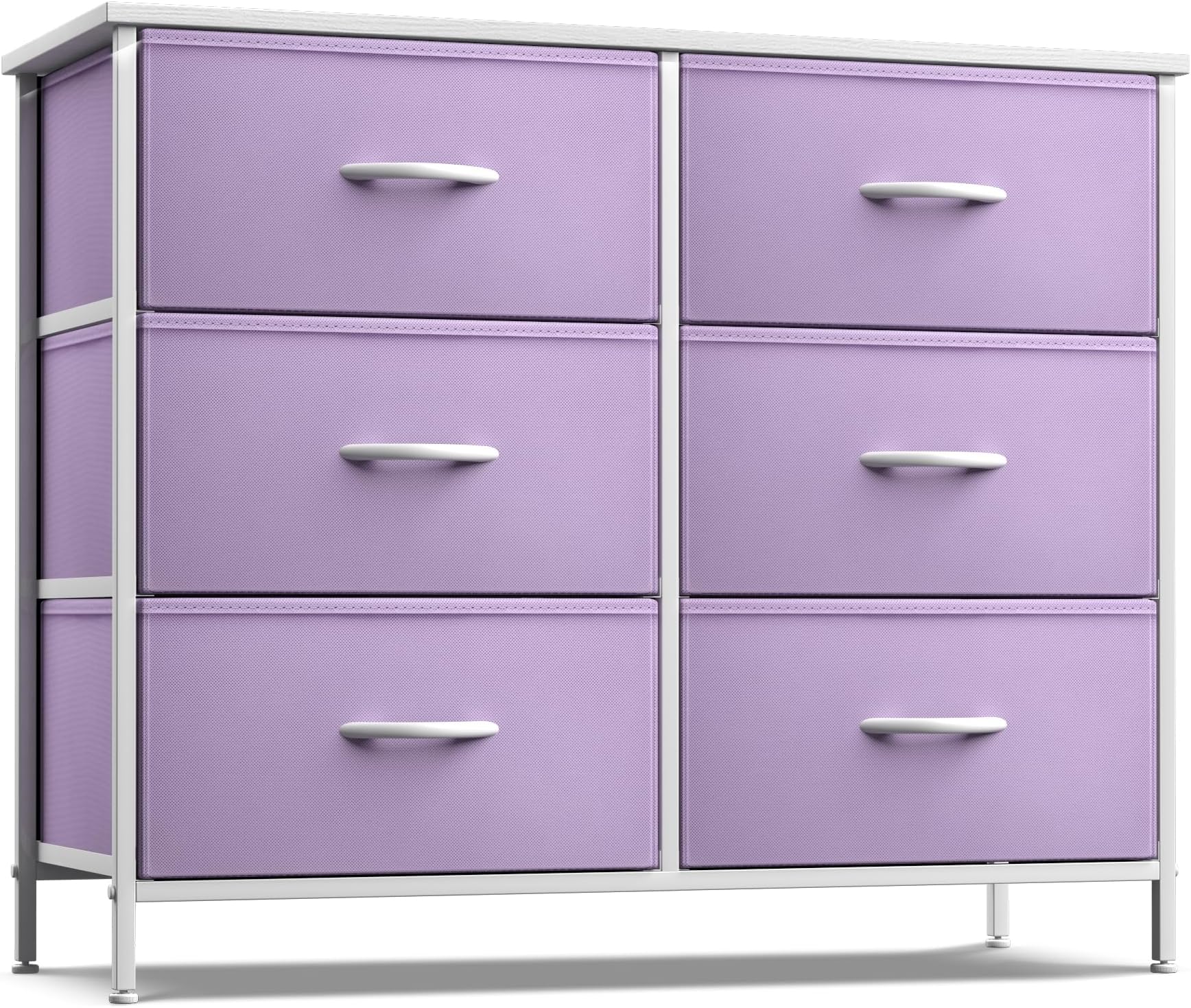 Sorbus Dresser with 6 Drawers - Furniture Storage Tower Unit for Bedroom, Hallway, Closet, Office Organization - Steel Frame, Wood Top, Easy Pull Fabric Bins (6-Drawer, Pastel Purple)