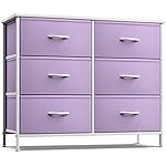 Sorbus Dresser with 6 Drawers - Furniture Storage Tower Unit for Bedroom, Hallway, Closet, Office Organization - Steel Frame, Wood Top, Easy Pull Fabric Bins (6-Drawer, Pastel Purple)