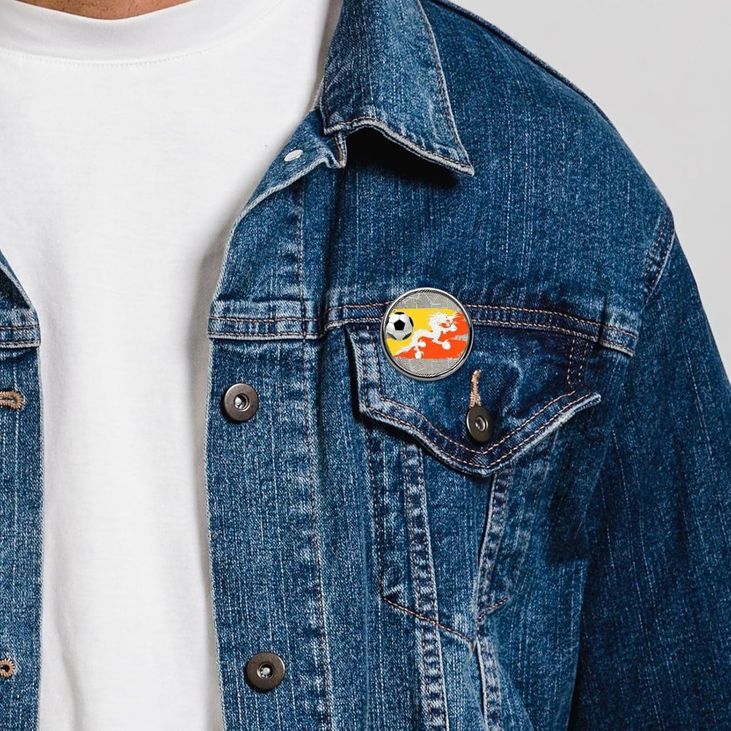 Bhutan Flag Football Pins Pack Gift Lapel Pin National Day Enamel Pins Patriotic Flag Custom Buttons Bright Lapel Pins Accessory For Women Girls Kids Housewarming Gift, set of 5, style-6