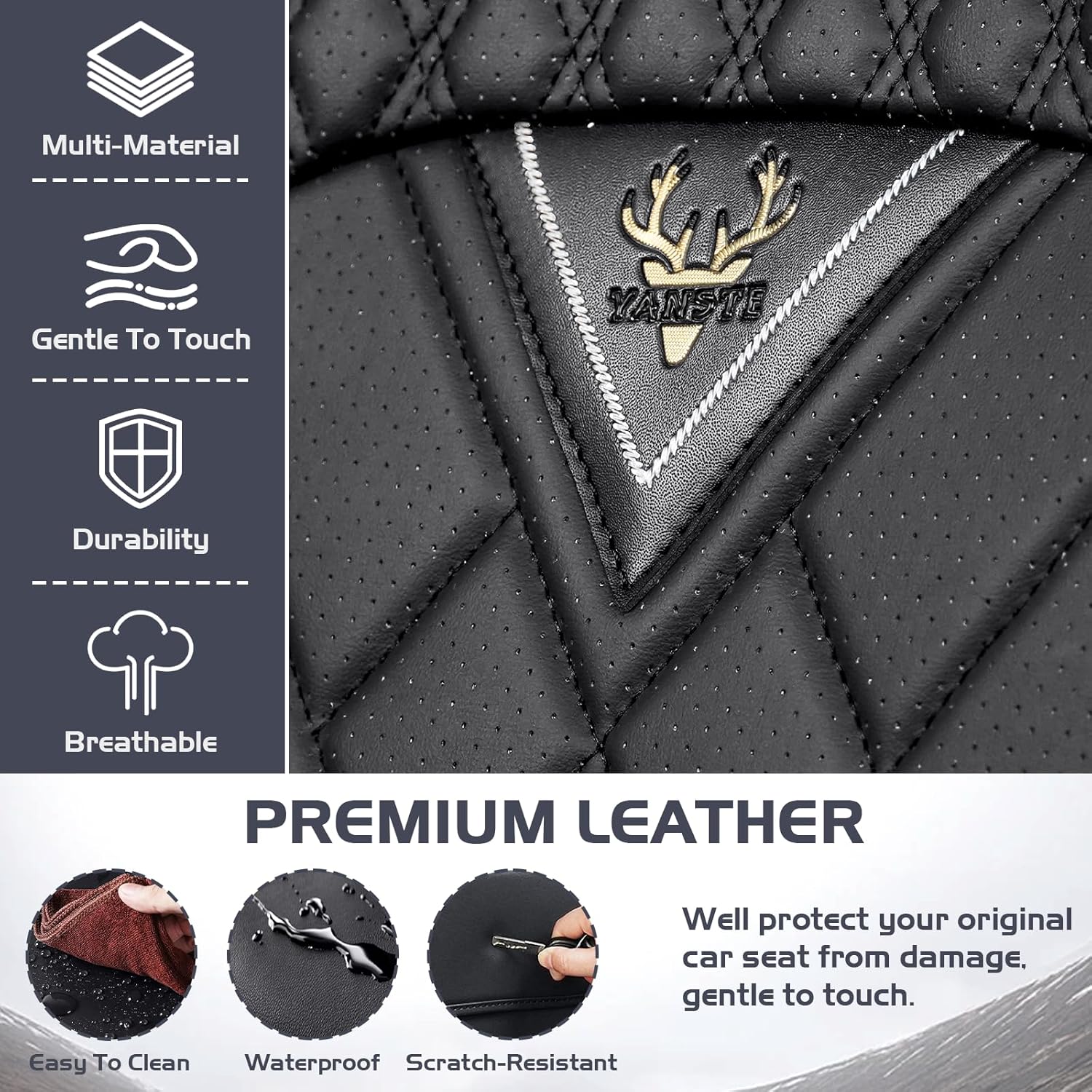 Car Seat Covers for Jeep Compass 2007-2026, Waterproof Nappa Leather Front Seat Cover with Headrests, Anti-Slip and Comfortable Automotive Seat Protector&Accessories(Black Red)