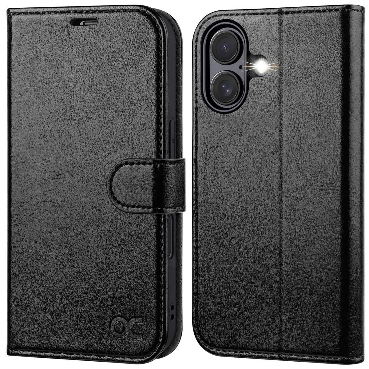 OCASE Coque pour iPhone 17, Housse en Cuir PU avec Fentes Cartes, Blocage RFID, Support Intégré et Protection Antichoc Etui Portefeuille pour iPhone 17 (6,3 Pouces, 2025) - Noir