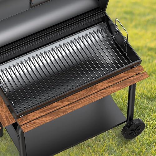 Vista 25 de LS'BABQ Cenicero de acero aluminizado de 27 pulgadas con 2 colgadores de rejilla de fuego, repuesto para parrilla Chargriller Charcoal 1224, 1324