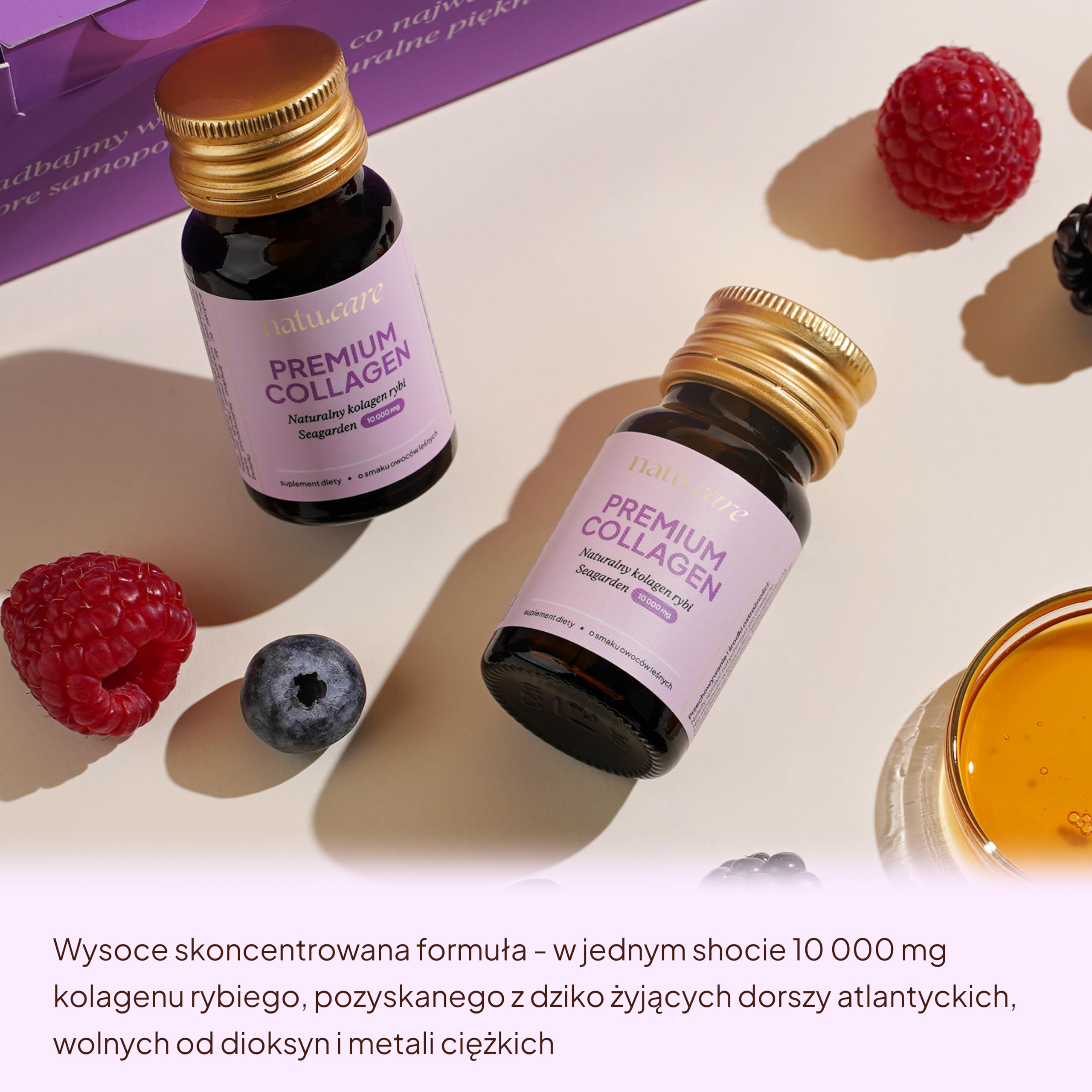 natu.care - Szoty Kolagenowe do picia - Kolagen Rybi 10000 mg - Napój Kolagenowy Premium - 15 shotów - witamina C - suplementy kolagenowe - butelki do picia