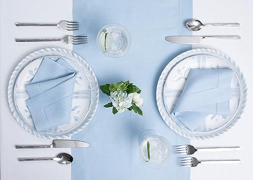 Miniatura 3 de Solino Home Camino de mesa de lino con punto vainica 100 % puro, 14 x 72 pulgadas, hecho a mano con lino europeo, lavable a máquina, punto vainica