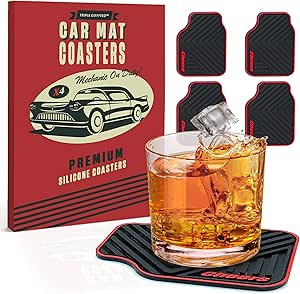 Triple Gifffted Silicone Drink Coasters, Funny Gag Novelty Car Enthusiasts Lovers Gifts for Men Him Ideas,Mechanic Guy Man Cave Garage,Brother,Son,Dad,Birthday Christmas Stocking Stuffer,Dirty Santa