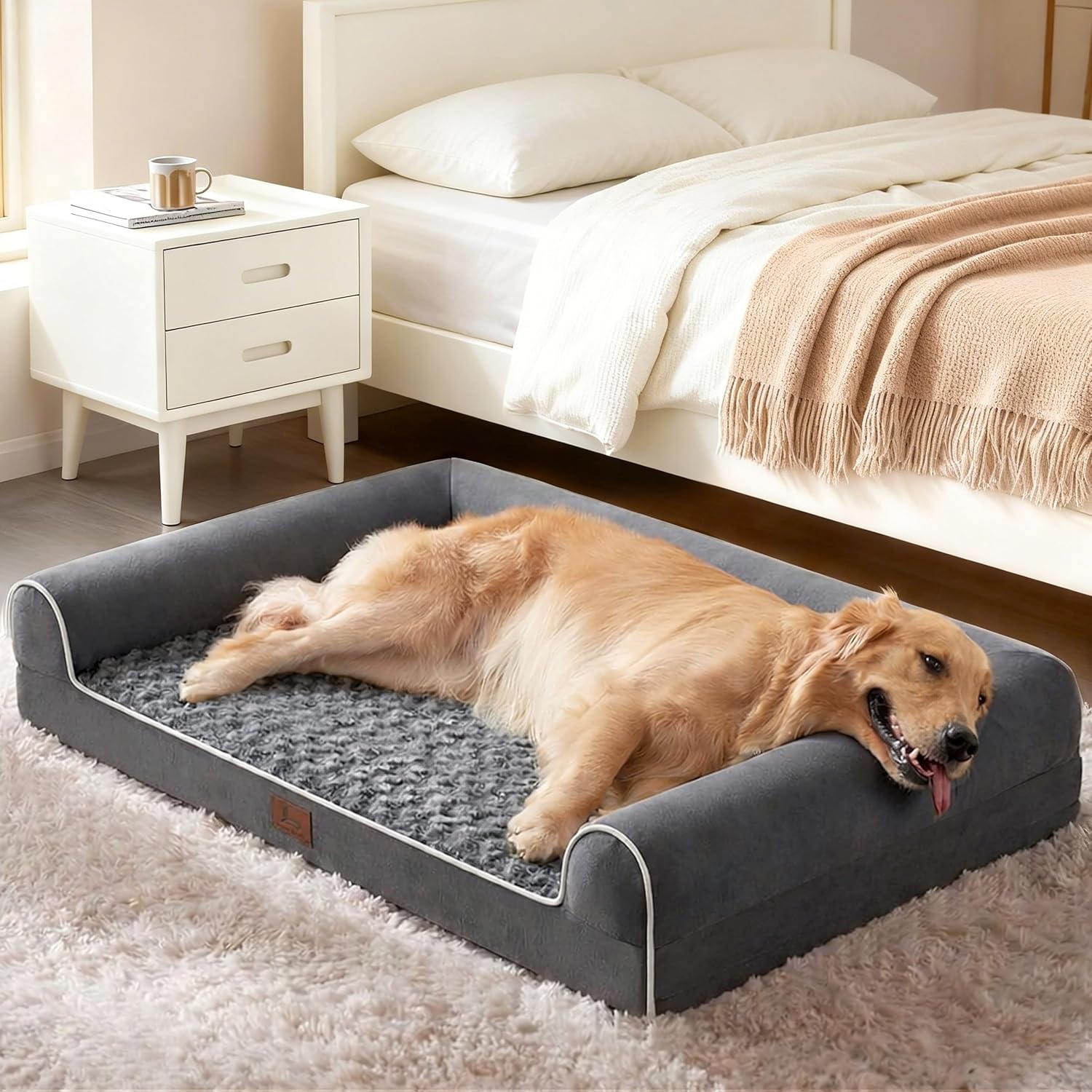 Warmrest Large Dog Beds Large Sized Dogs 45x35x7 Inch Orthopedic XXL XL Dog Bed for Medium Size Dogs
