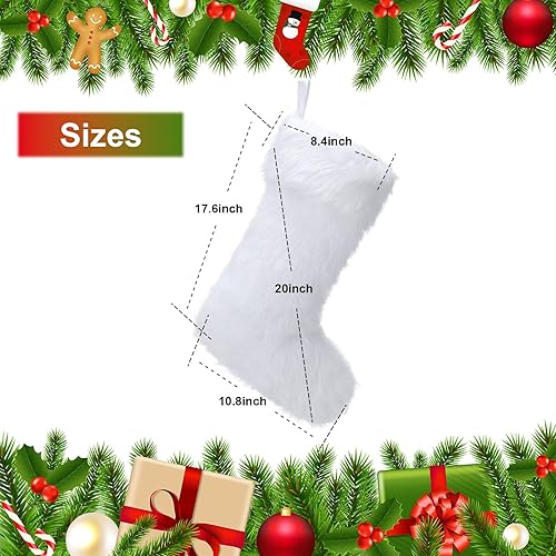 Miniatura 6 de JOVITEC 4 Pcs Faux Fur Christmas Stockings Snowy Stocking Xmas Fireplace Hanging Stocking for Holiday Decoration (20 Inch)