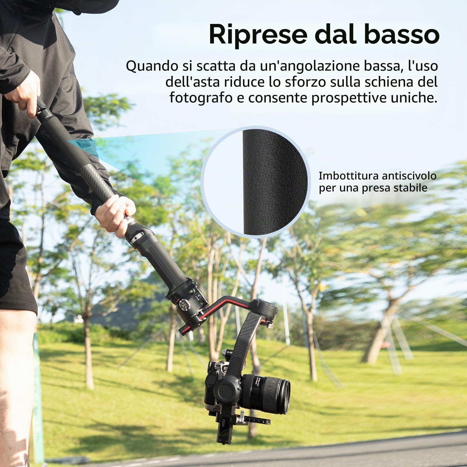 SMALLRIG Asta di Prolunga per Giunto Cardanico, Braccio in Fibra di Carbonio 15"/37 cm con Deflettore Antideflessione e Vite 1/4"-20 per DJI RS 4/4 Pro/4mini/3/3 Pro/3 mini/2-4378