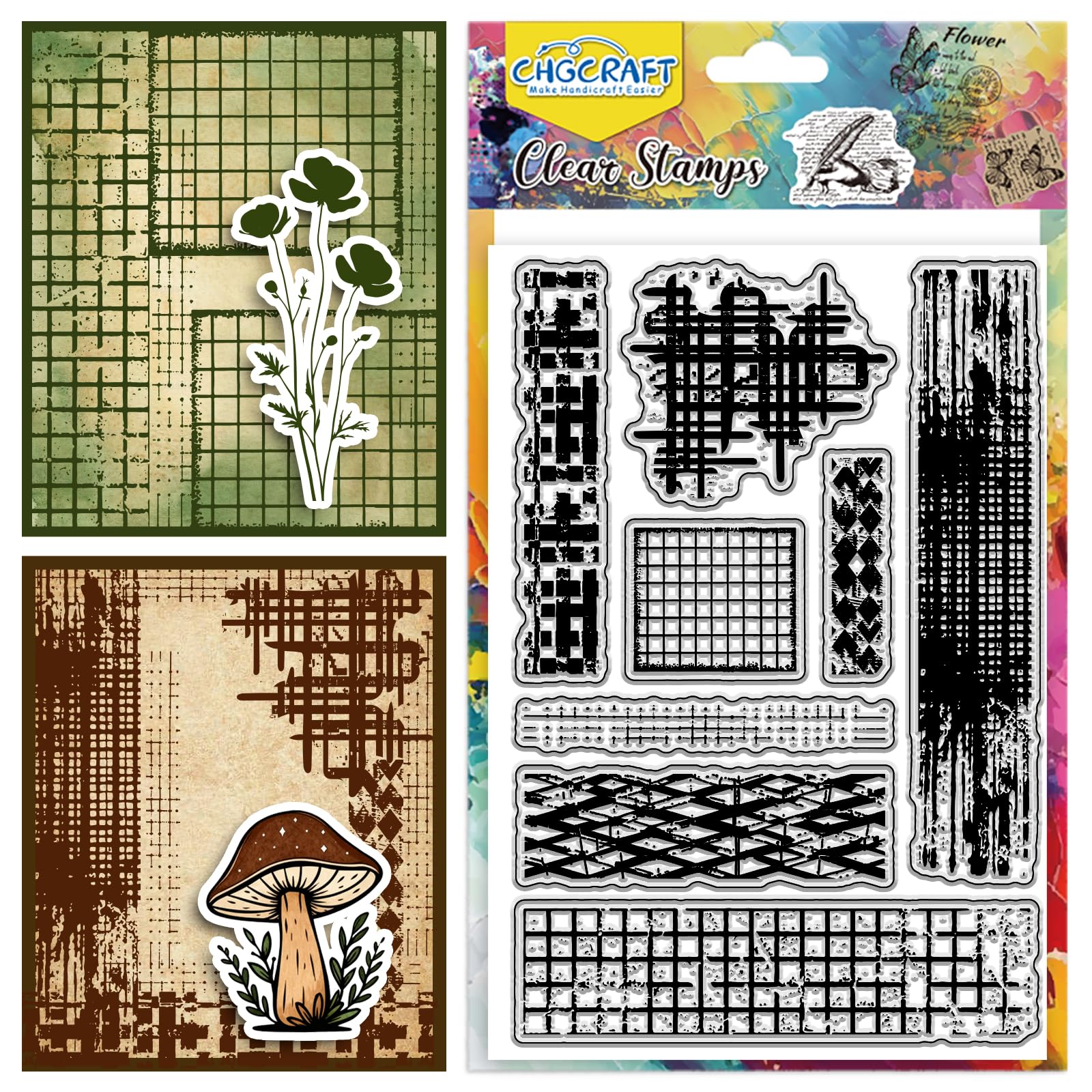 Vintage Grid Stamps for Scrapbooking & Card Making -1