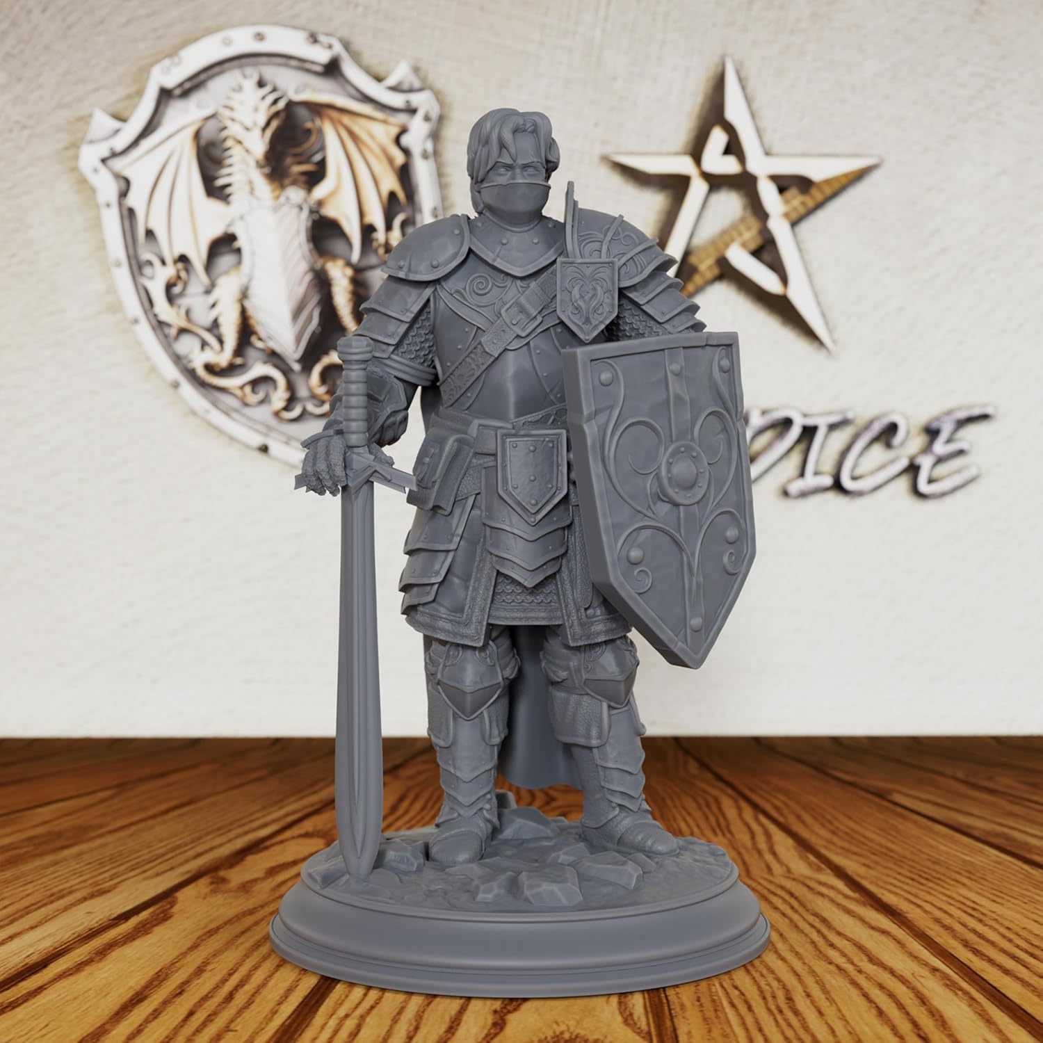 AUSPDICE Fantasy Tabletop Unpainted Miniatures for TTRPG - Human Tabletop Gaming Miniatures, 28mm Scale RPG Accessory for Dungeon Masters & Role Playing - Master Fighter (AS227)