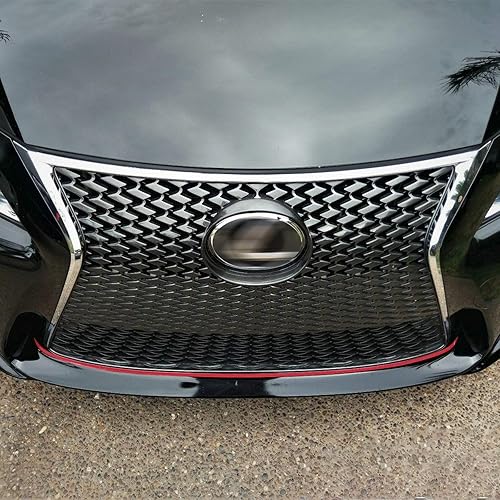 Miniatura 5 de x xotic tech Adhesivo de vinilo a rayas de rejilla delantera, color rojo brillante, panel de capó frontal, moldura de borde, compatible con Lexus
