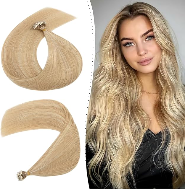 18inch Pre bonded Nano Beads Hair #18P613 Ash Blonde&Bleach Blonde 100% Real Human Straight Nano Ring Hair Extensions 1g/s Remy Hair