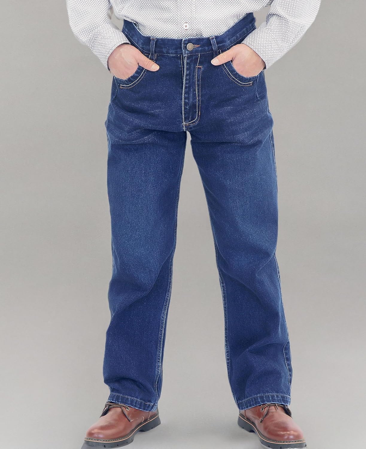 BOCOMAL FR Pants for Men Relax Fit Flame Resistant Jeans 14oz Heavy Duty Washed Work Jeans - Image 8