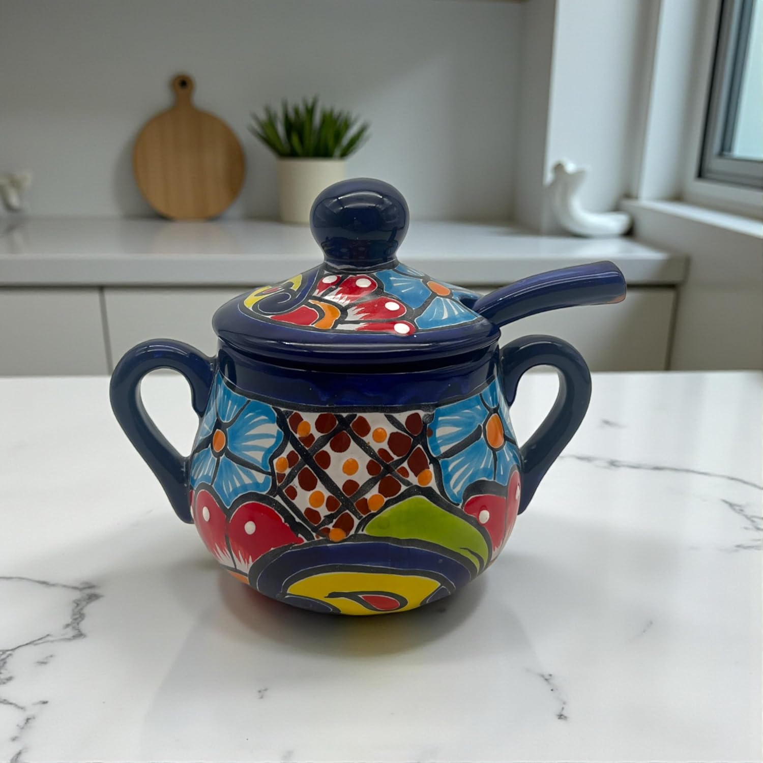Colorful Talavera Sugar Jar | Handcrafted Mexican Pottery