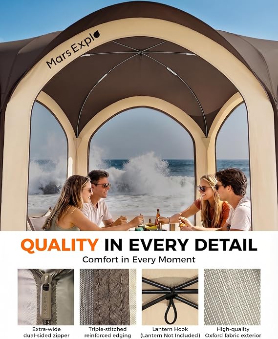 Screen Pop Up House Room Tent, Canopy Sun Shade Shelter for Camping, Patio, Backyard, Deck & Outdoor Activities, Portable Gazebo, Not Waterproof, 10'x10', Brown