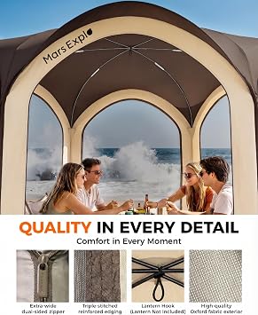 Screen Pop Up House Room Tent, Canopy Sun Shade Shelter for Camping, Patio, Backyard, Deck & Outdoor Activities, Portable Gazebo, Not Waterproof, 10'x10', Brown