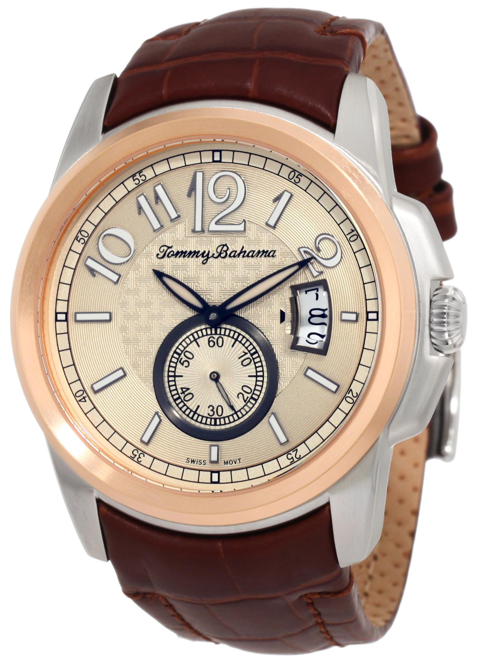 Tommy Bahama Swiss Men's TB1192 Cabo Round Field Case Sub Second Hand Watch