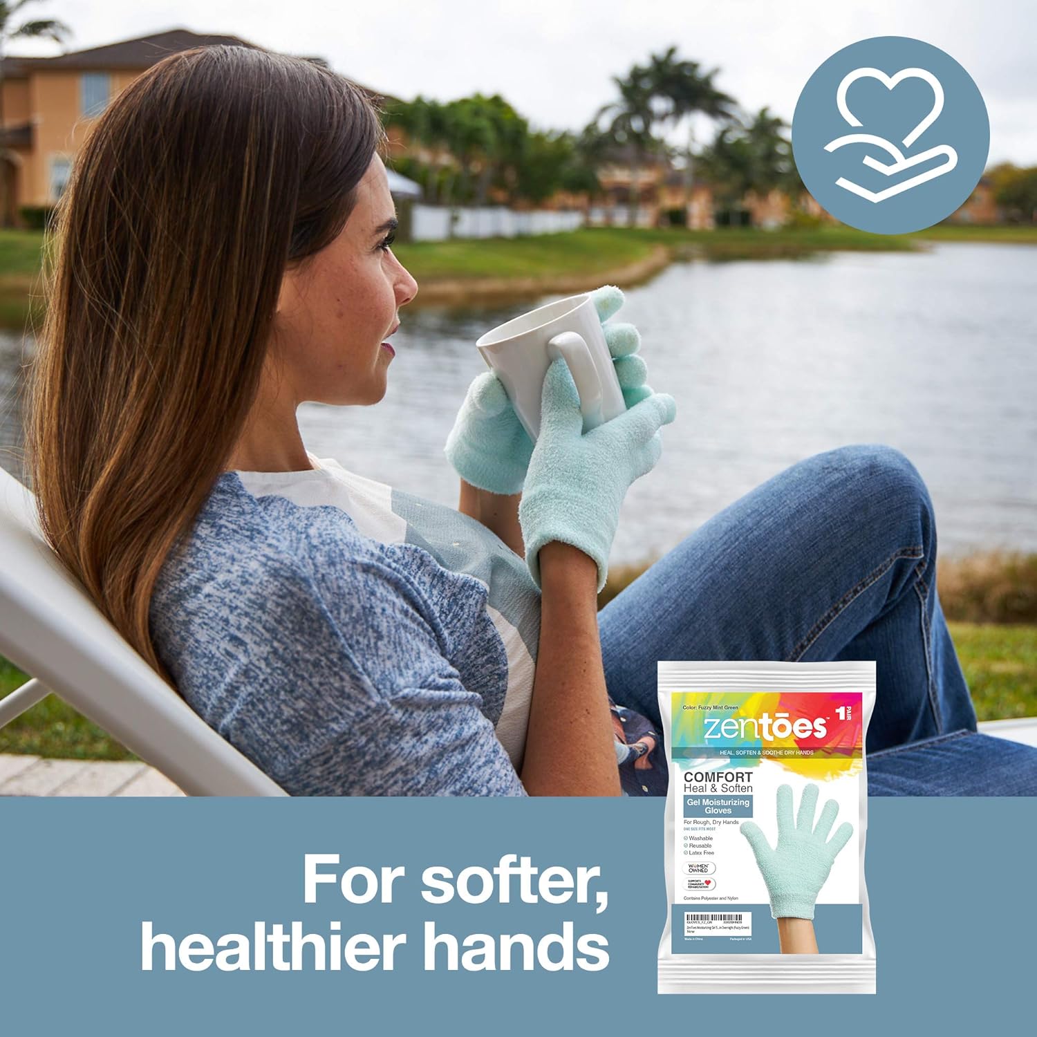 ZenToes Moisturizing Gloves with Gel Lining - Dry Hands Treatment - 1 Pair Hydrating Cracked Hand Healing Gloves - Repair Rough, Chapped Skin Overnight (Cotton Black) : Beauty & Personal Care