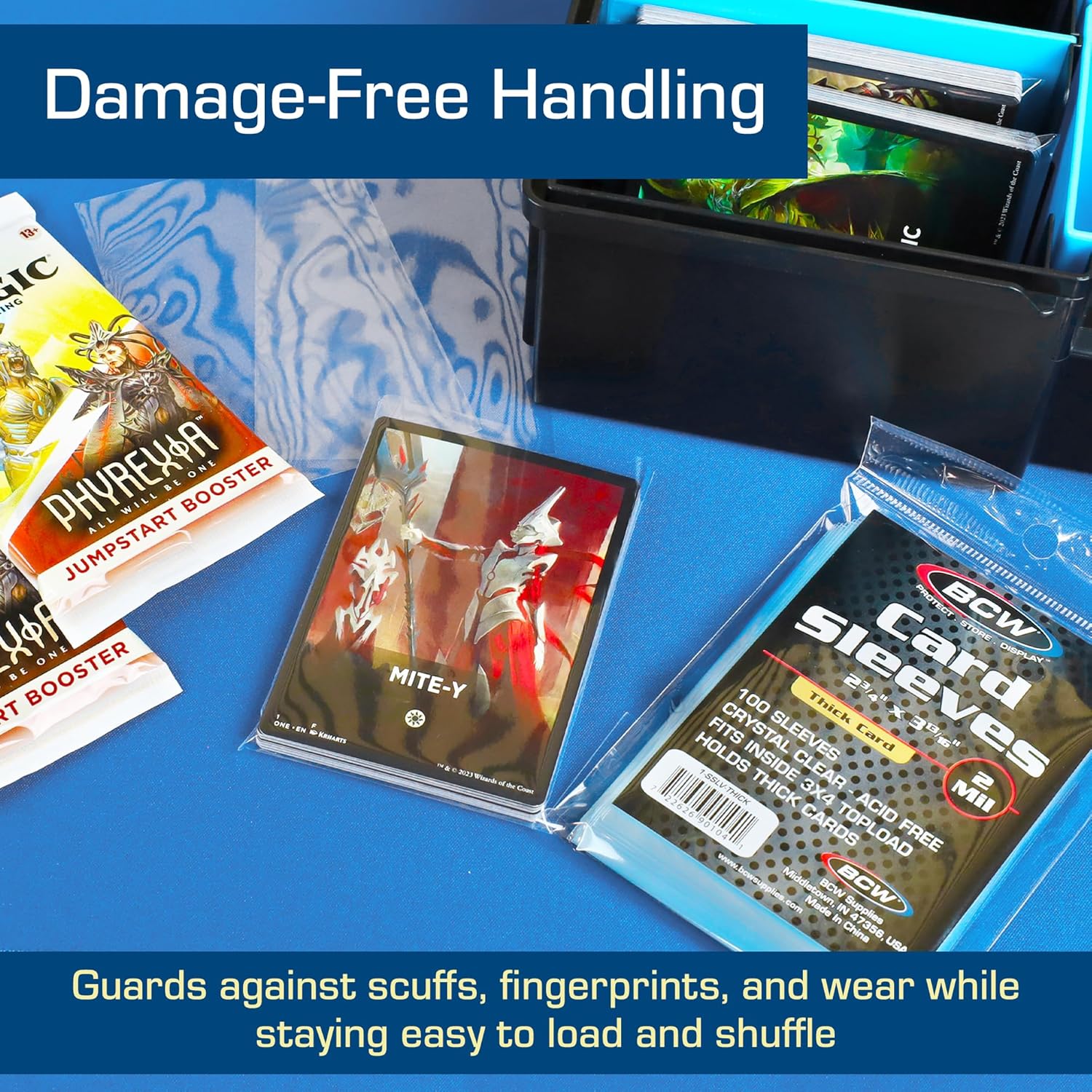 BCW Thick Trading Card Sleeve - 500 ct | Crystal Clear Polypropylene Protective Sleeves for Collectible Cards | Card Protector Sleeves Holds Trading Cards Up To 240pt | Fits Thick-Card Topload Holders