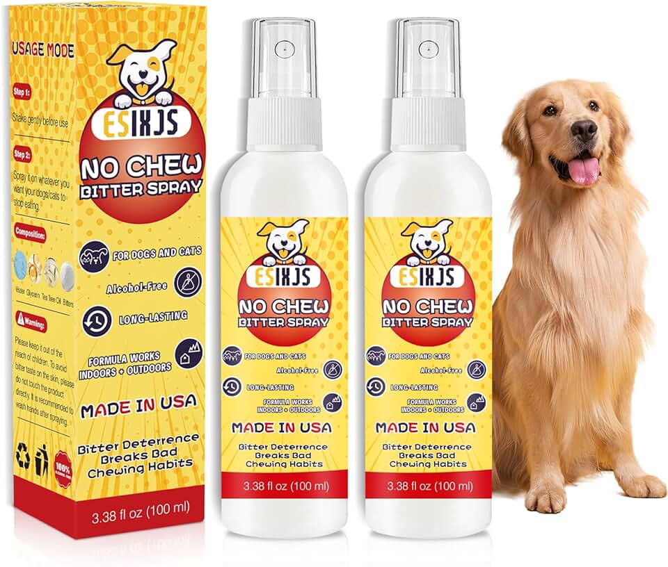 No Chew Spray for Dogs Bitter Apple Spray for Puppies Stop Dogs from Chewing Furniture Spray Anti Licking for Dog Yuck Bitter Spray Deterrent Formula for Puppies and Cats Alcohol Free Gentle on Skin